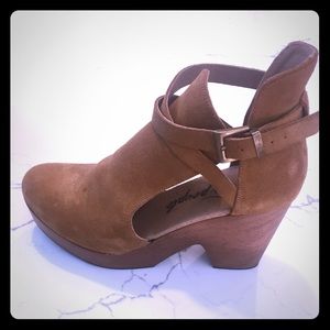 Free People Cedar Suede Buckle Wood Clogs